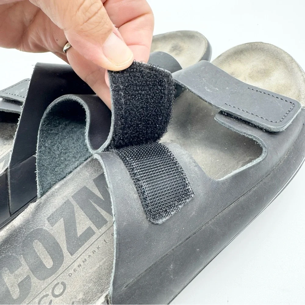 Ecco Cozmo Double Strap Hook & Loop Comfort Slide Sandals Black‎ Men's Size 41